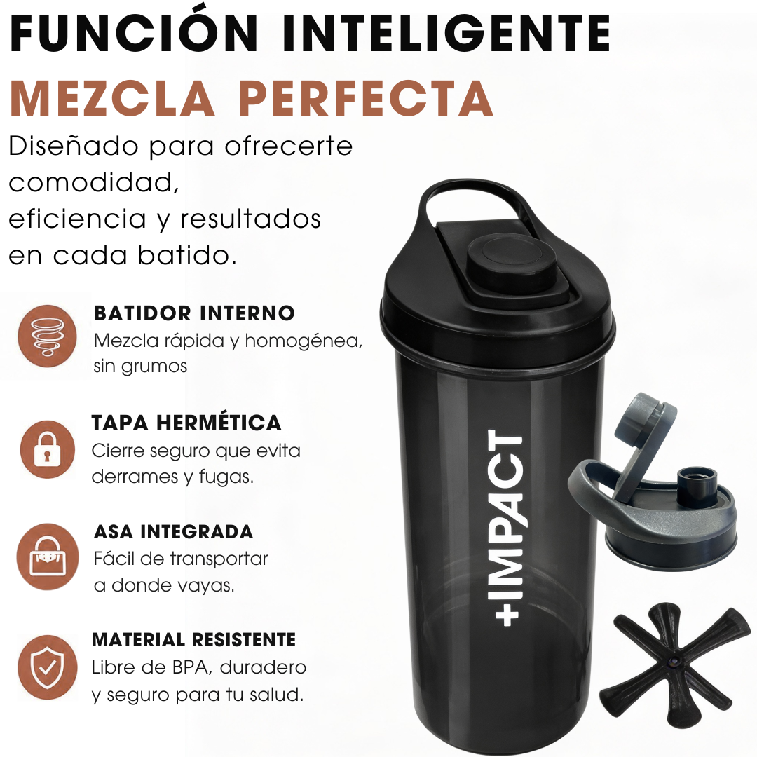 Shaker Negro Shaker Gym 600 Ml Vaso Mezclador