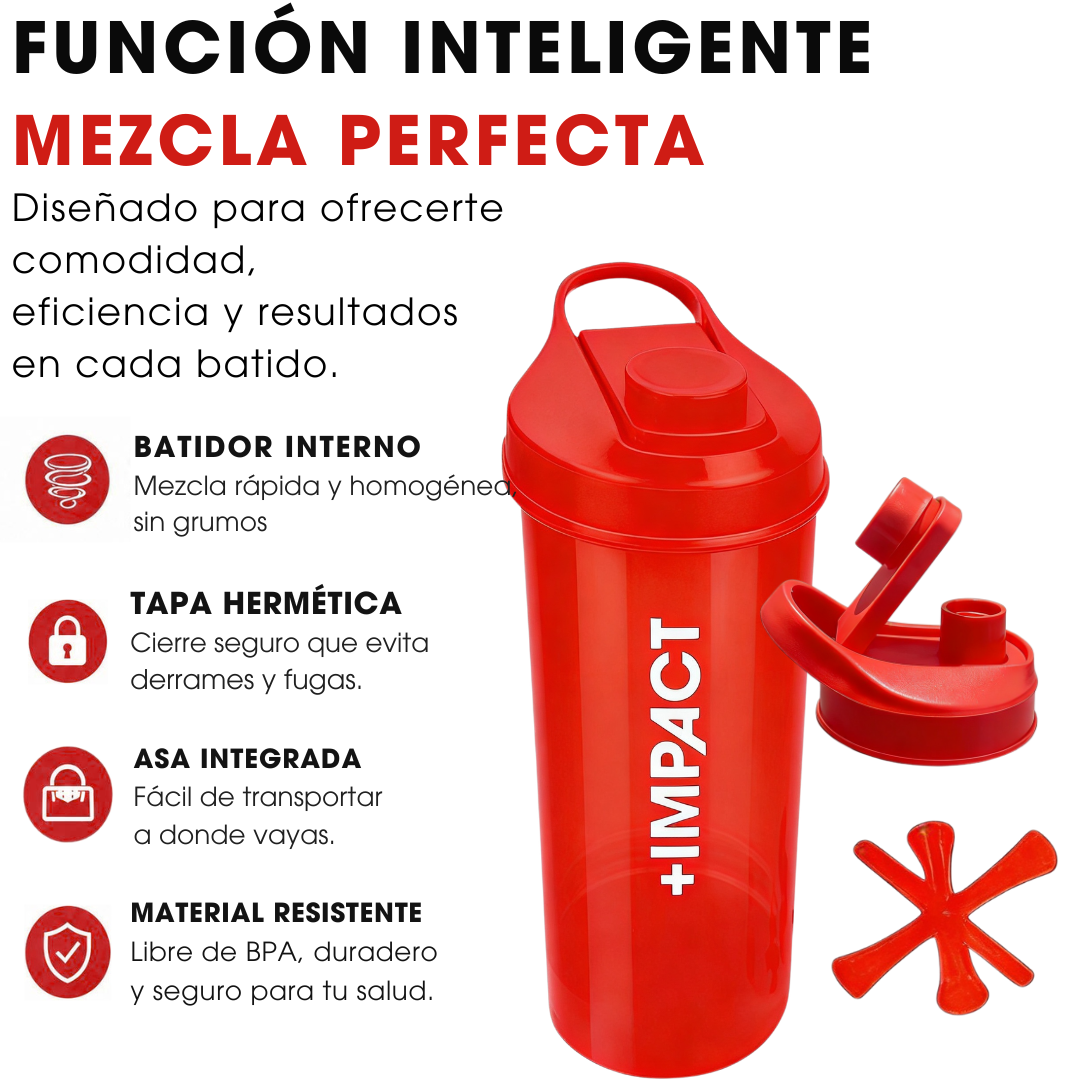 Shaker Rojo Shaker Gym 600 Ml Vaso Mezclador