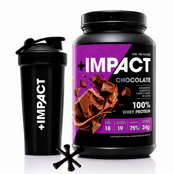 +Impact Whey Protein Sabor Chocolate + Shaker morado