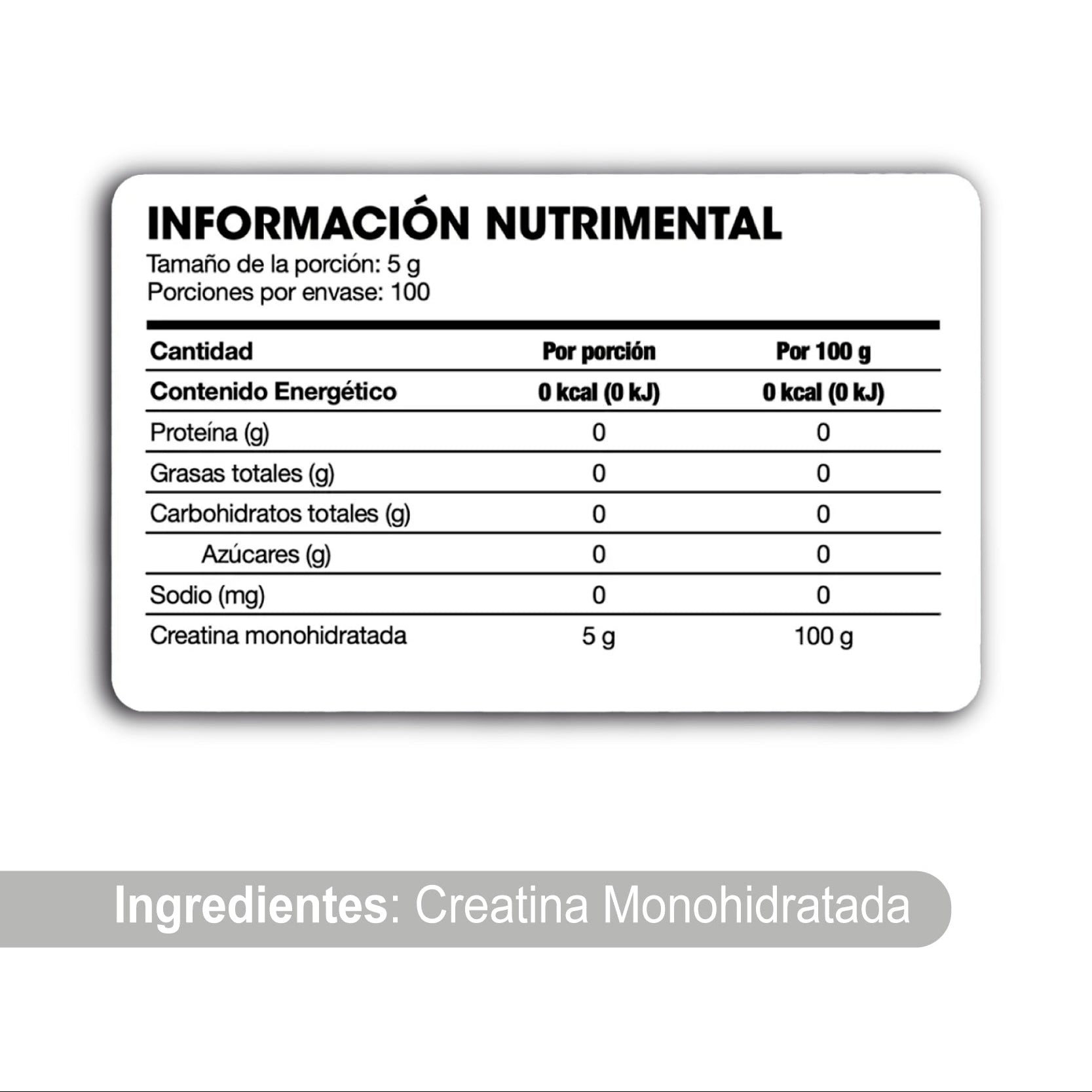 Creatina Monohidratada en Polvo 500g, 100% Vegano