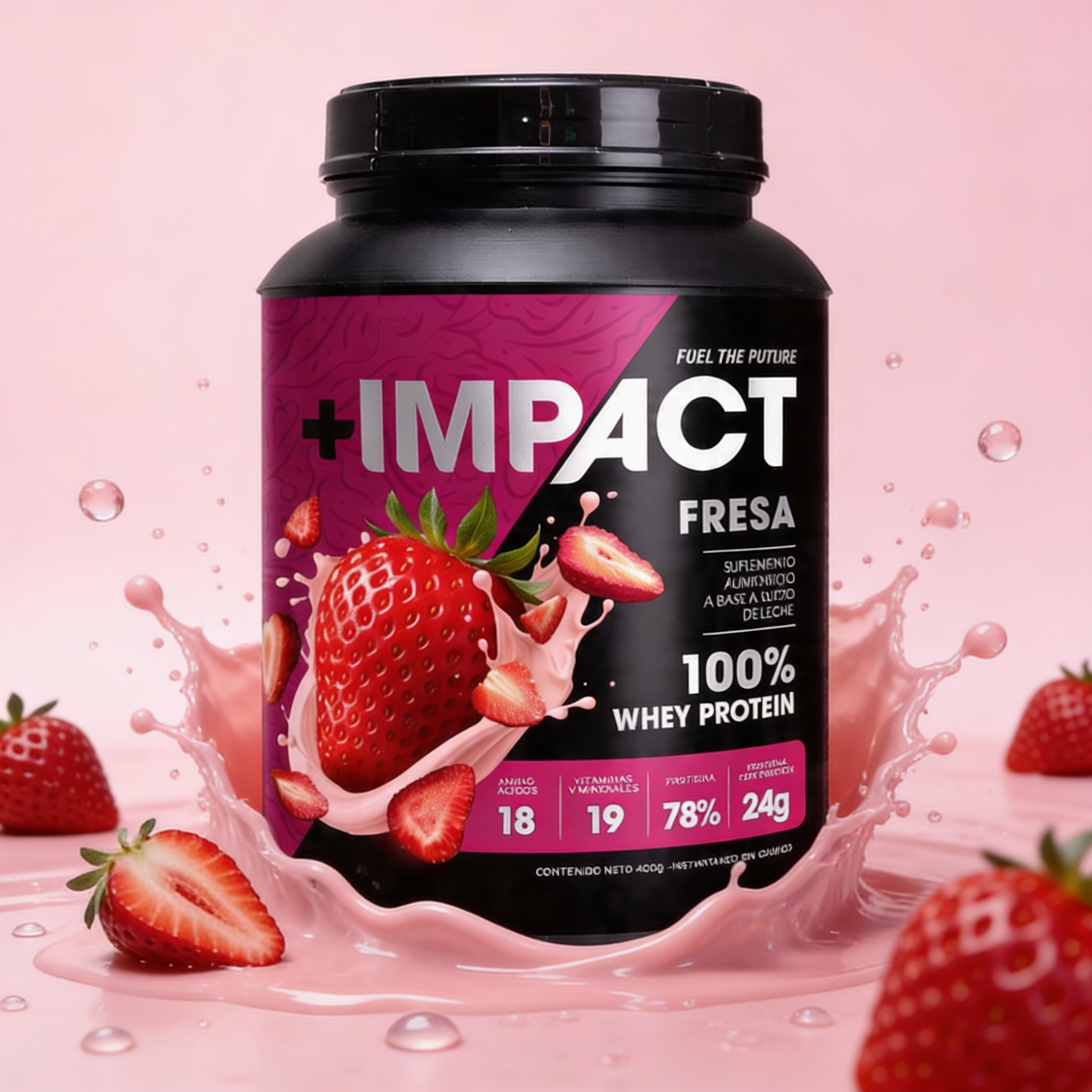 +IMPACT Whey Proteína Whey Suero de Leche Sabor Fresa 1.4 kg