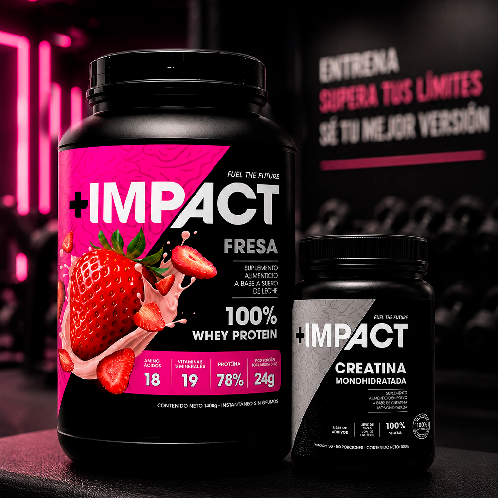 Impact + Whey Protein Fresa con Creatina Monohidratada