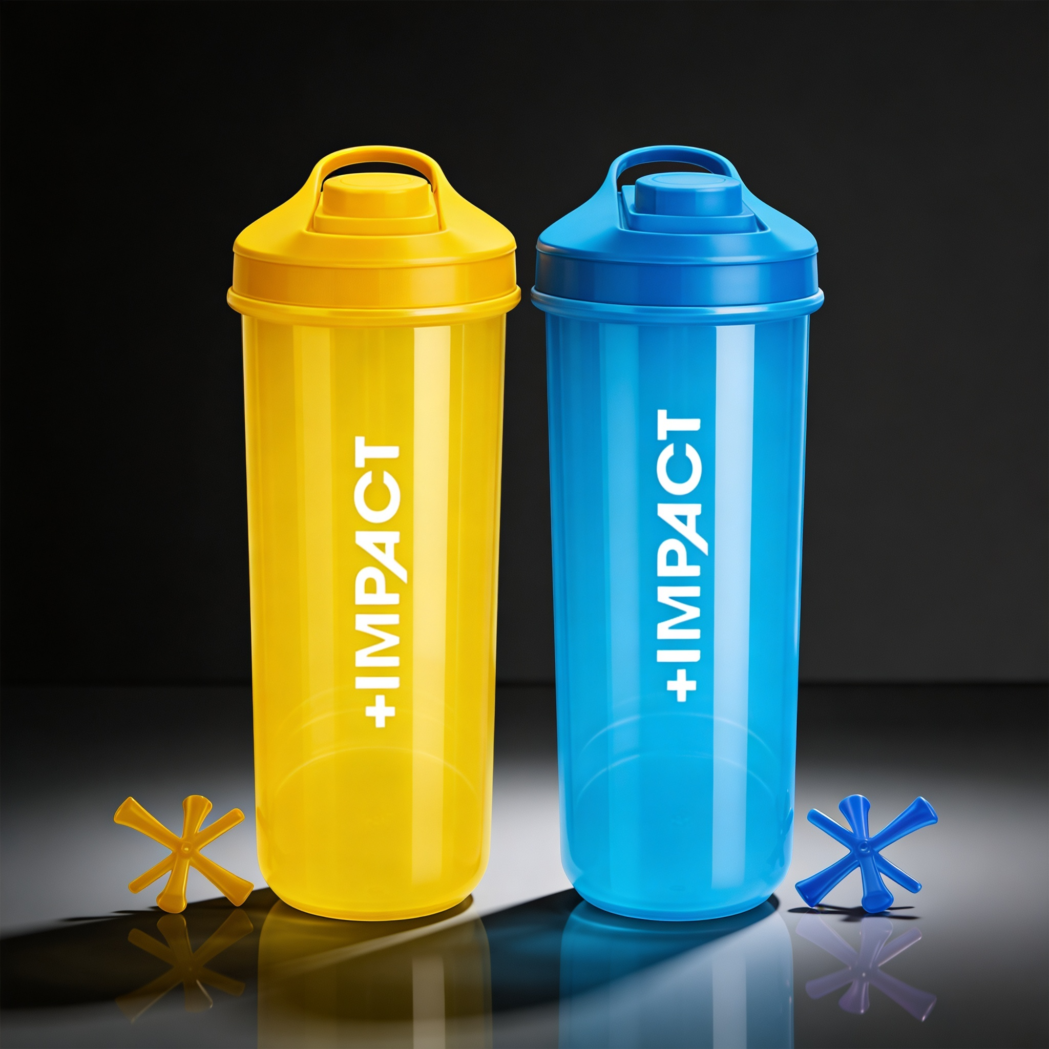 Como shaker azul y amarillo
