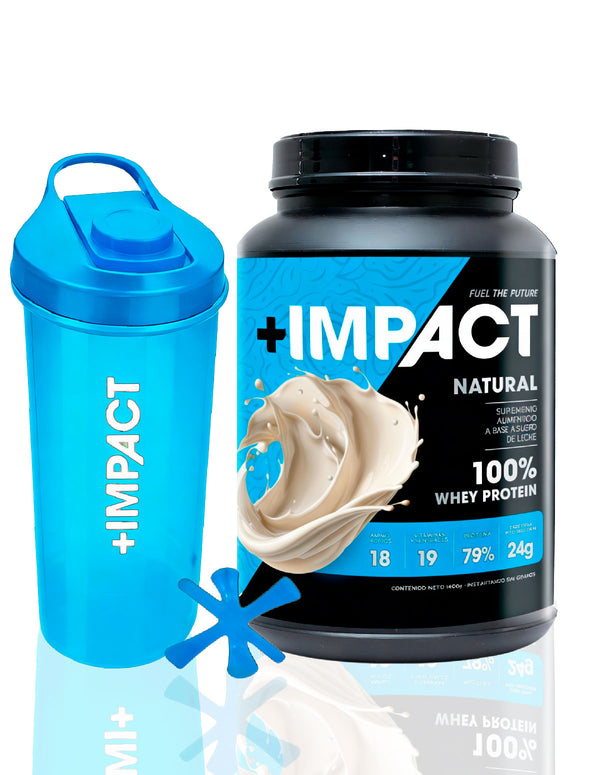 +Impact Whey Protein Sabor natural + shaker azul