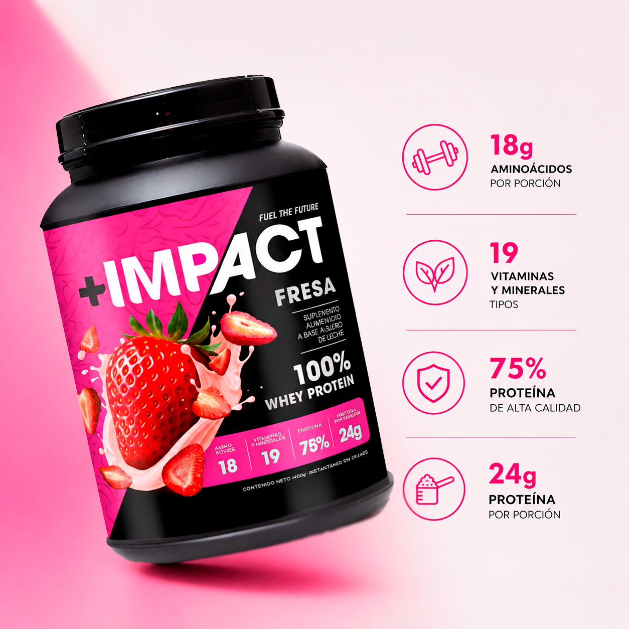 +IMPACT Proteína Sabor Fresa 1400g