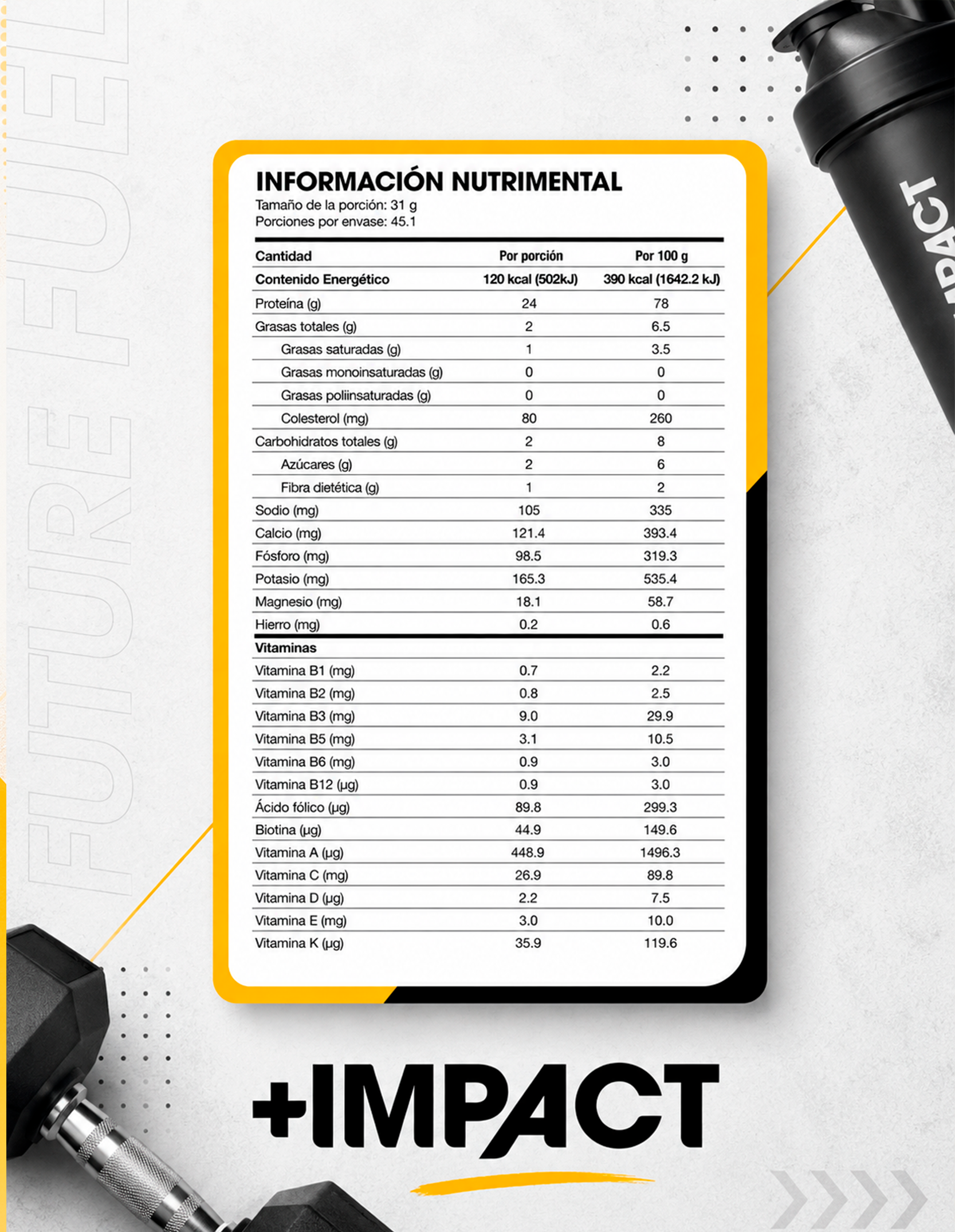 +Impact Whey Protein sabor Vainilla + shaker amarillo